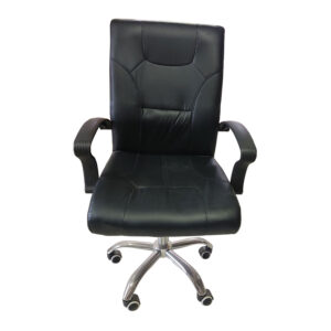 Silla de cuero sintético giratoria ergonómica para escritorio Negro