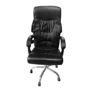 Silla de cuero sintético giratoria ergonómica para escritorio Negro