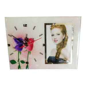 Portafotos Cristal transparente con Reloj