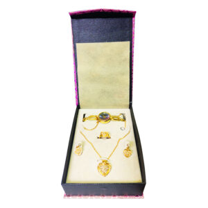 Juego de pendientes de Collar, Aretes, Anillo y Reloj