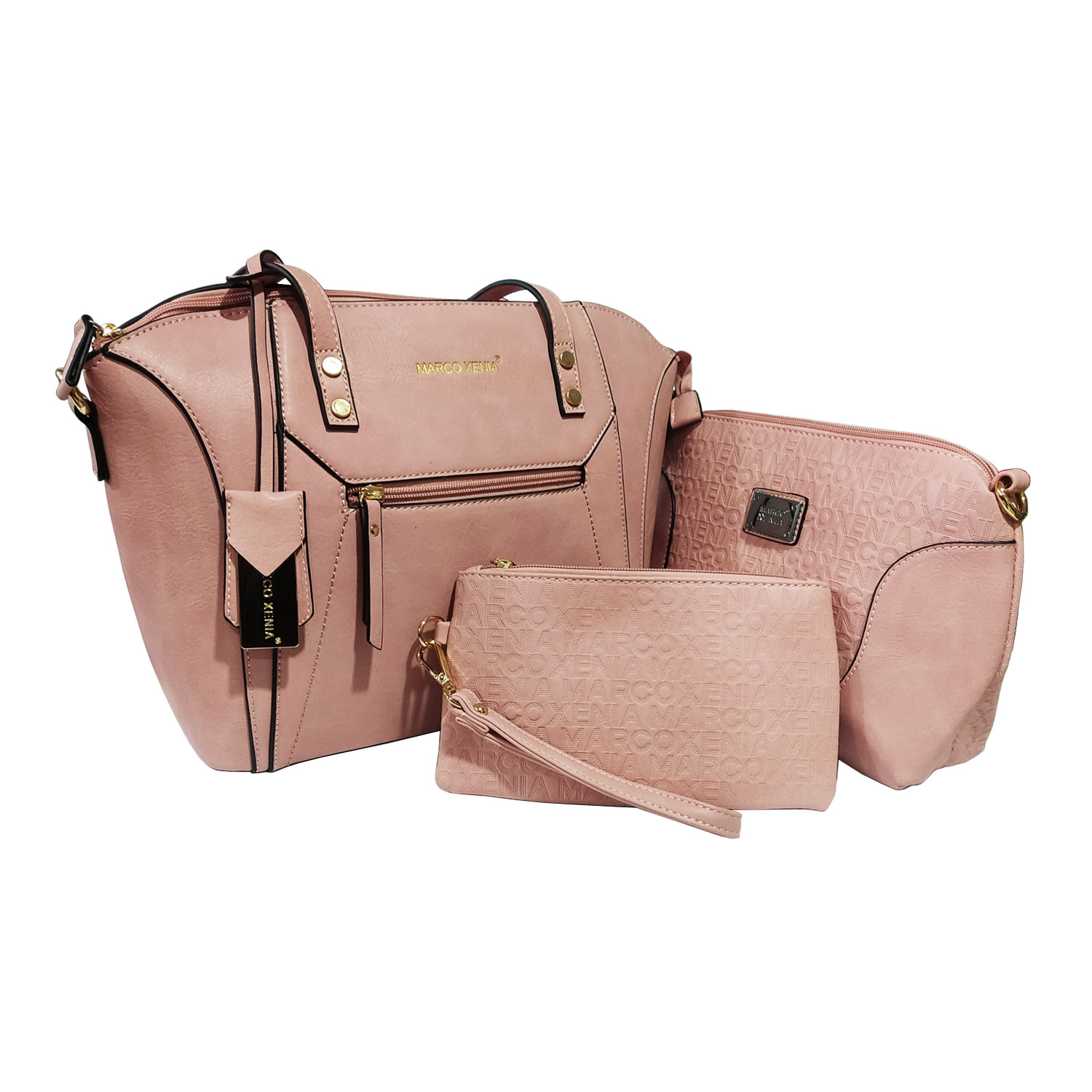 Set de Cartera de 3 Piezas Rosado Marco Xenia