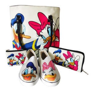 Set de Cartera de 3 Piezas mas Par de Zapatos Pato Donald y Pata Daisy