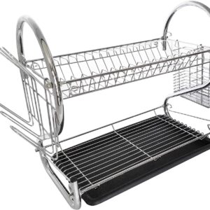 Escurridor para platos de acero inoxidable de 2 capas