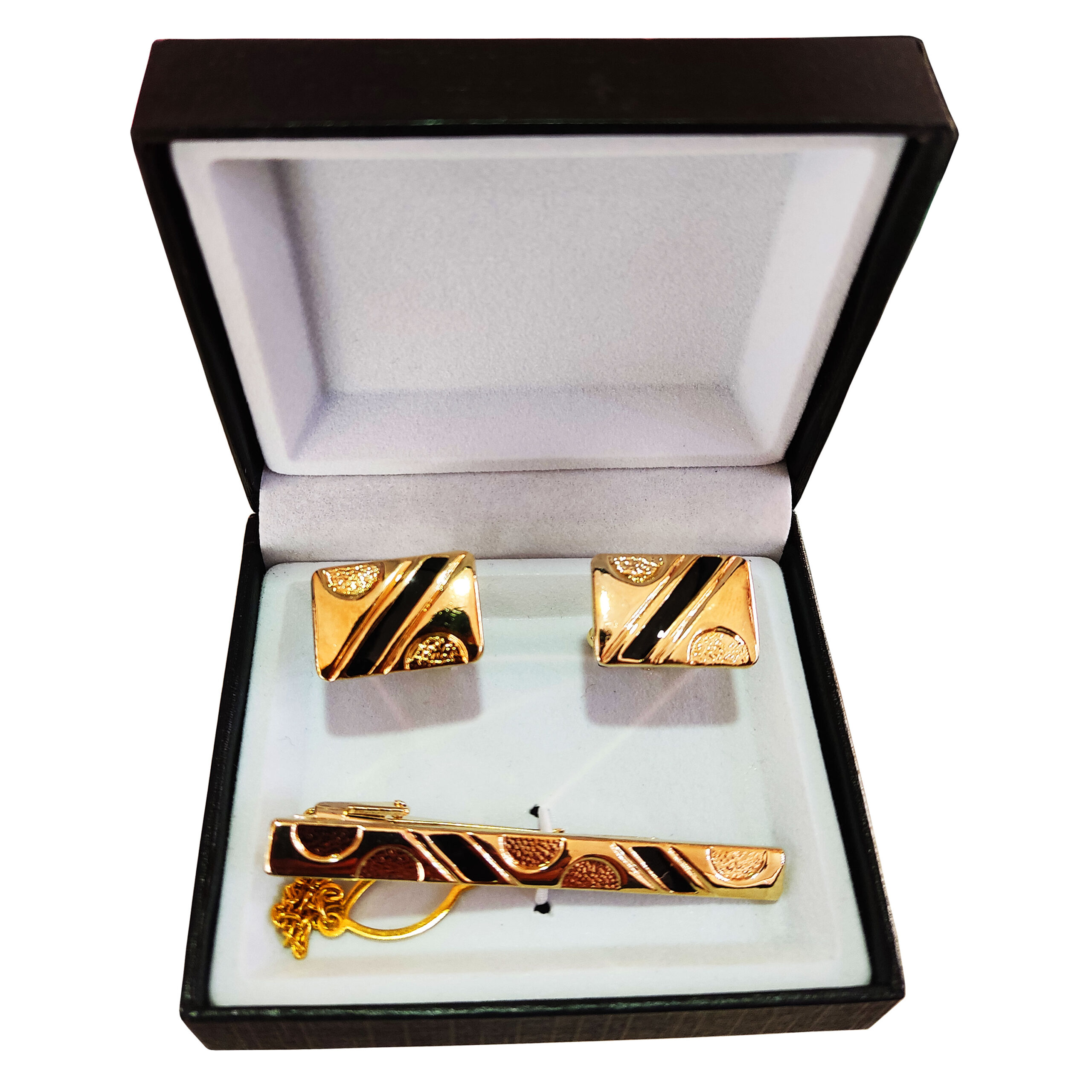 Gemelos Dorados/Plateados con Patrón Clásico de Corbata